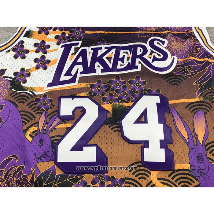 Camiseta Los Angeles Lakers Kobe Bryant #24 Mitchell & Ness Lunar New Year Violeta